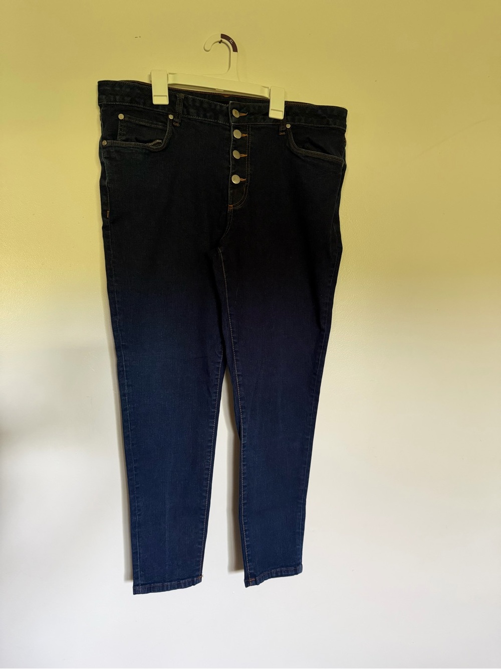 Tahari Dark Blue Skinny Button-Fly Jeans